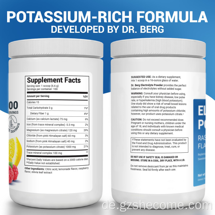 Elektrolytpulver -Getränke Supplement ohne Zucker -Zucker -Hydratation